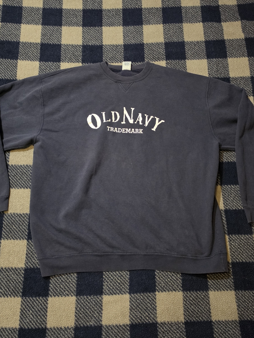 Vintage Old Navy Men's Navy Logo Crewneck Sweatshirt